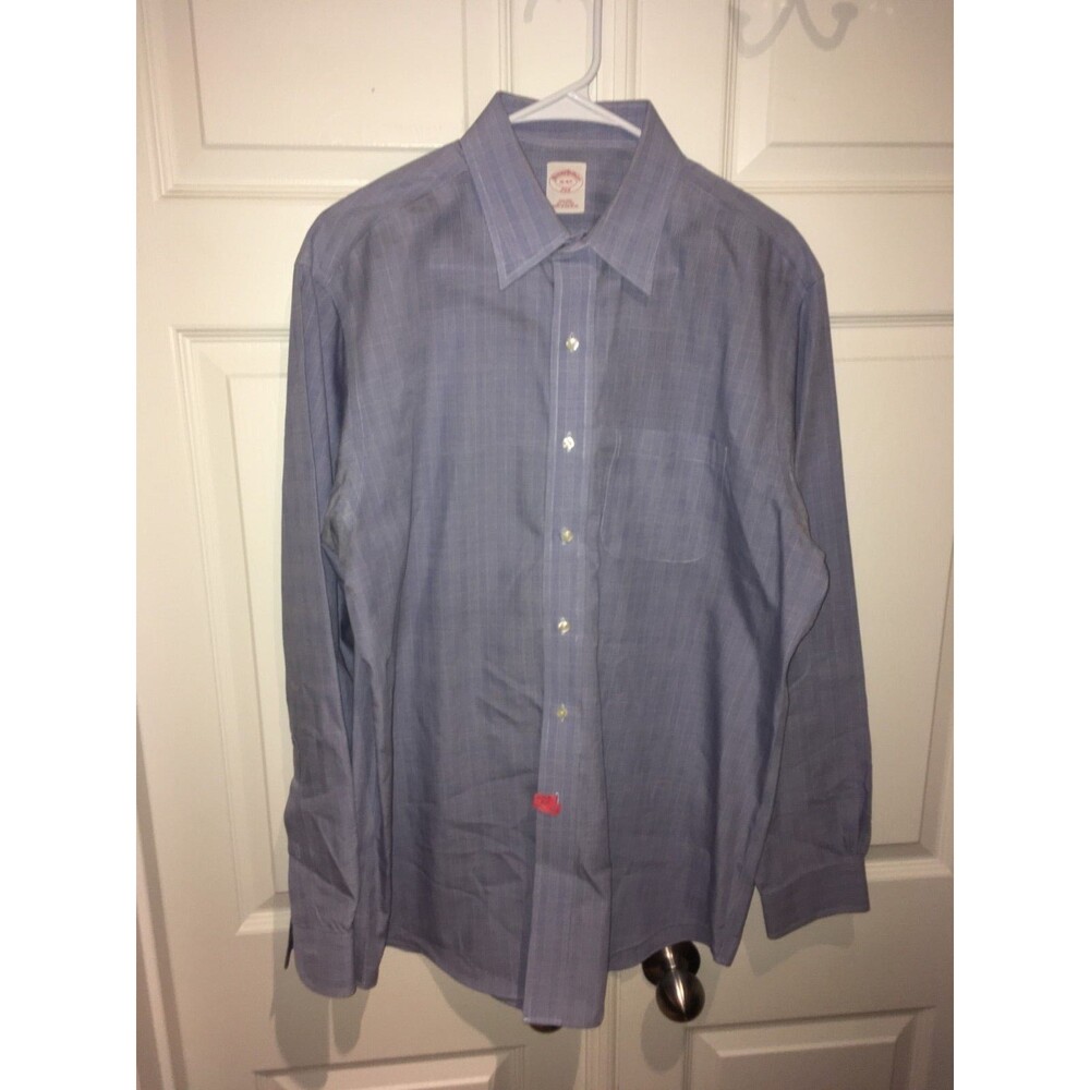 BROOKS BROTHERS # 346 Long Sleeve Button Down Dress Shirt Mens Blue Size 16-4/5